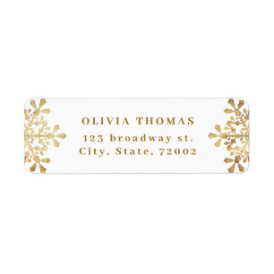 Artistic snowflake faux gold Return Address