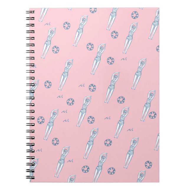 Artistic Snychro Swimming Team Swimmers Pink  Notebook (Front)