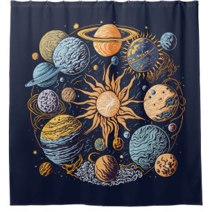 Artistic Solar System Shower Curtain