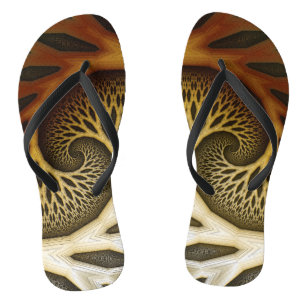 Artistic Spiral modern fractal art pattern Flip Flops