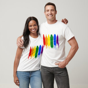 Artistic splash painted Rainbow Gay Pride Parade T-Shirt