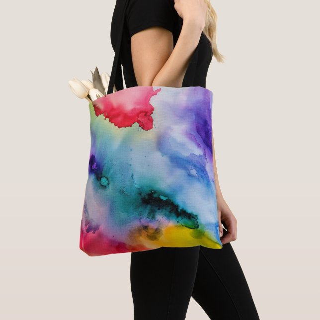Artistic Splashes of Watercolor Tote Bag (Close Up)