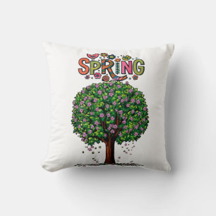 Artistic Spring Blossom Tree Graphic Cushion