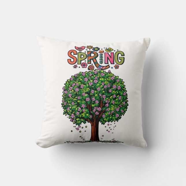 Artistic Spring Blossom Tree Graphic  Cushion (Front)