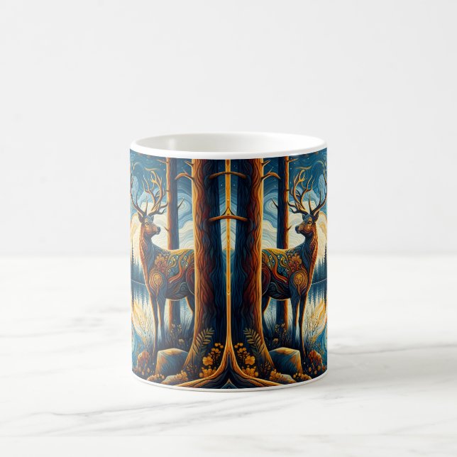 Artistic Stained Glass Deer Coffee Mug (Center)