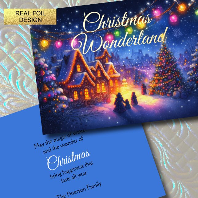 Artistic Storybook Christmas Wonderland Foil Holiday Card (Creator Uploaded)