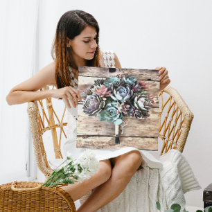 Artistic Succulent Bouquet In Pastel Shades Canvas Print