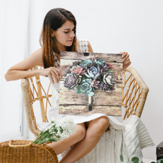 Artistic Succulent Bouquet In Pastel Shades Canvas Print
