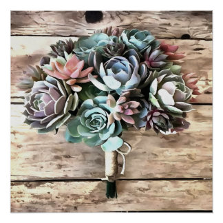 Artistic Succulent Bouquet In Pastel Shades Poster