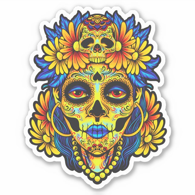 Artistic Sugar Skull Illustration Design (Front)