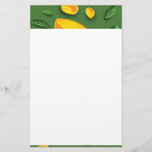 Artistic Summer Fruit Lemon Hand drawn painting Stationery