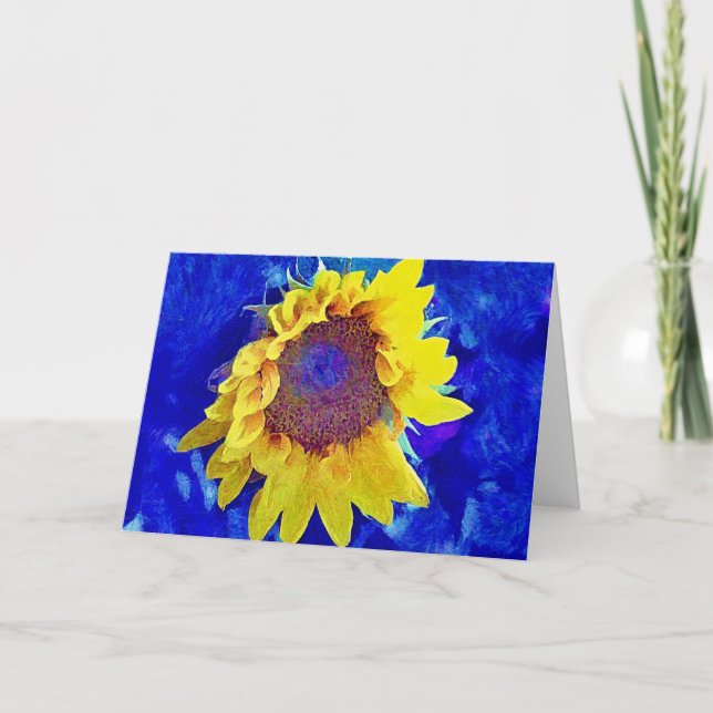 Artistic Sunflower Vivid Colours Art Note Card (Front)