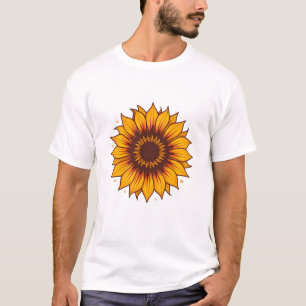 Artistic Sunflower With Scroll Ornaments T-Shirt