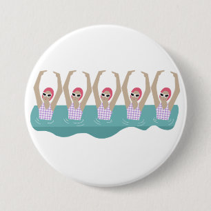Artistic Swimmers   Artistic Swimming Illustration 7.5 Cm Round Badge