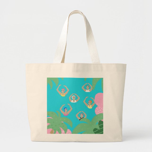 Artistic Swimmers | Artistic Swimming Illustration Large Tote Bag (Front)
