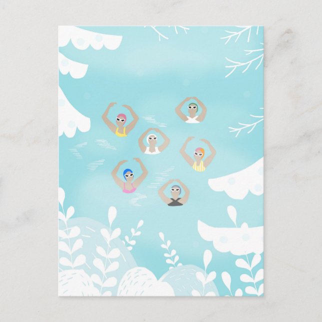 Artistic Swimmers | Artistic Swimming Winter Art  Postcard (Front)