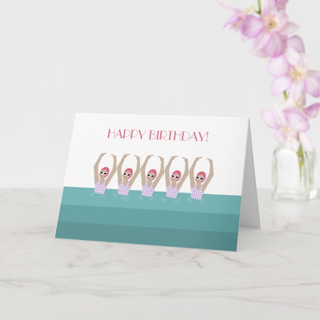 Artistic Swimmers | Swimming Illustration Birthday Card (Orchid)