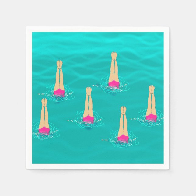 Artistic Swimmers Swimming Under Water  Napkin (Front)