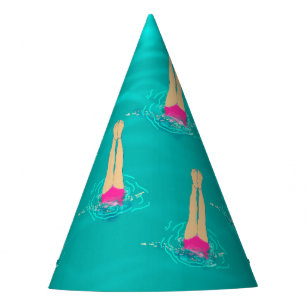 Artistic Swimmers - Swimming Under Water  Party Hat