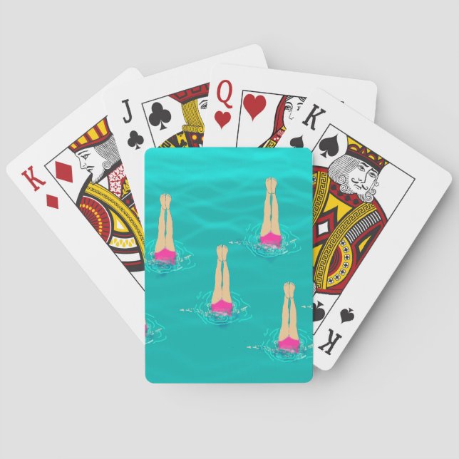 Artistic Swimmers Swimming Under Water   Playing Cards (Back)