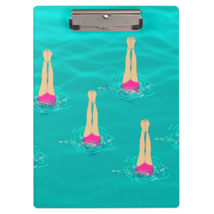 Artistic Swimmers Swimming Under Water Swim Party Clipboard