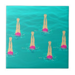 Artistic Swimmers Swimming Under Water  Tile<br><div class="desc">Synchronised Swimming Under Wate- Artistic Swimmers suspend themselves upside down. Modern abstract digital drawing. A gift for swimming lovers,  swimming team,  swimming coach ... </div>