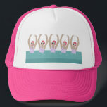 Artistic Swimmers | Synchro Swimming Design Art  Trucker Hat<br><div class="desc">Featuring cool modern illustration of synchronised women artistic swimmers in a pool. Artistic swimmers gift design in a pastel colours. Five swimming ladies in swimming pool. Cool swim team gift. synchronised swimming team gifts, synchronised swimming team coach gift. Artistic swimmers girl team gifts ideas. Artistic swimming home decor, stationery and...</div>