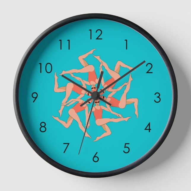 Artistic Swimmers - Synchronised Swimming Dance Clock (Front)