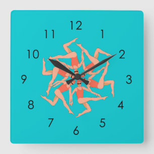 Artistic Swimmers - Synchronised Swimming Square Wall Clock