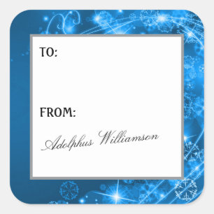 Artistic Swirling Snowflakes Christmas Gift Label