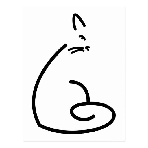 Image of Artistic Swirly Cat Silhouette Postcard