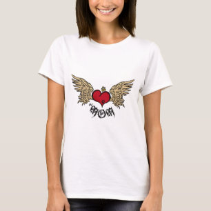 Artistic Tattoo Mum Crowned Heart with Wings T-Shirt