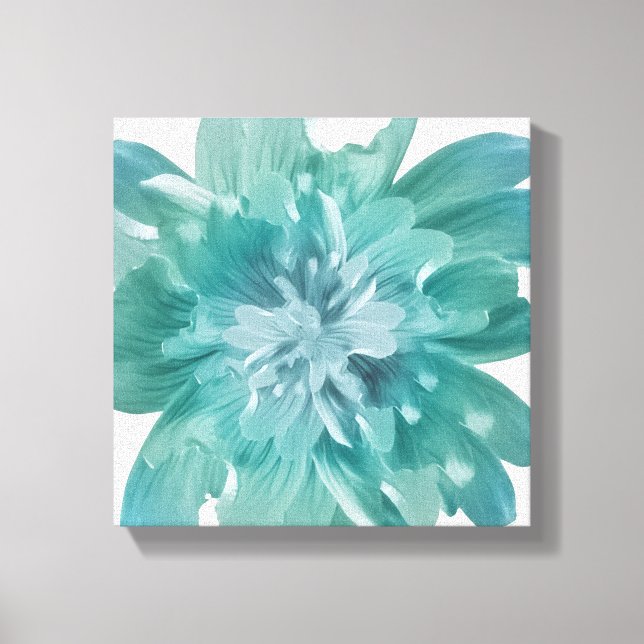 Artistic Teal Bloom Premium Canvas Wall Art (Front)