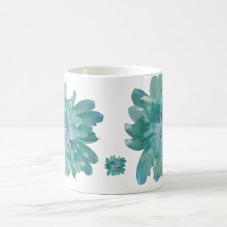 Artistic Teal Blossom High-Definition Floral Ceram Coffee Mug