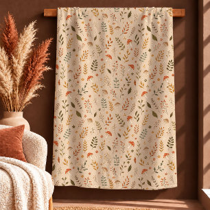 Artistic Terracotta Copper Floral Design Blanket