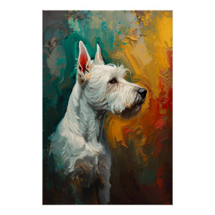 Artistic Terrier Dog Portrait Vibrant Oil Painting Poster