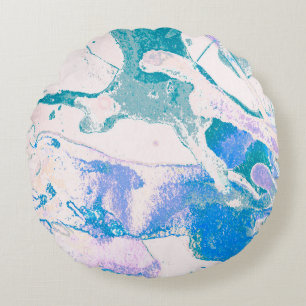 Artistic Texture. Bright Violet Border. Violet Art Round Cushion