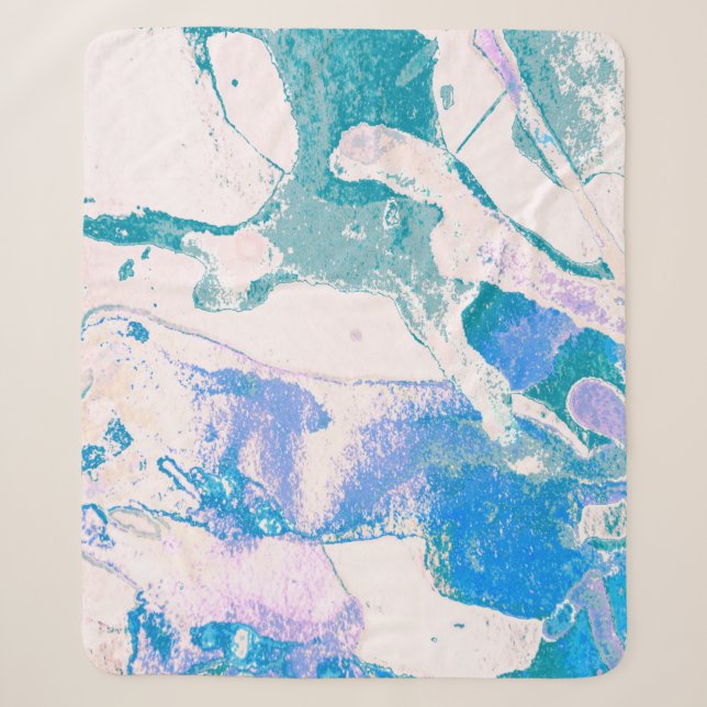 Artistic Texture. Bright Violet Border. Violet Art Sherpa Blanket (Front)