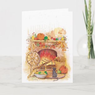 Artistic Thanksgiving scene custom card