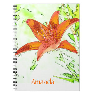 Artistic Tiger Lily Personalised Notebook