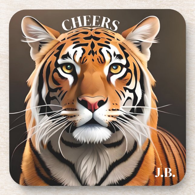 Artistic Tiger Portrait Big Cat Coaster (Front)