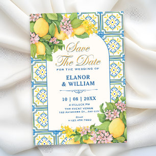 Artistic Tile Mediterranean lemon floral Save The Date