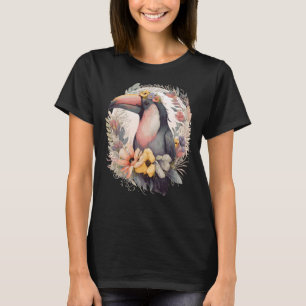 Artistic Toucan Tropical Bird Flower Crown Pet Bir T-Shirt