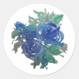 Artistic Touch: Blue Rose Design Sticker