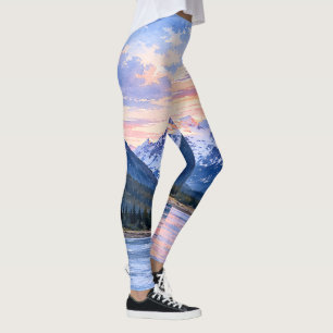 Artistic Travel Lovers Alaska Sunset Modern Nature Leggings
