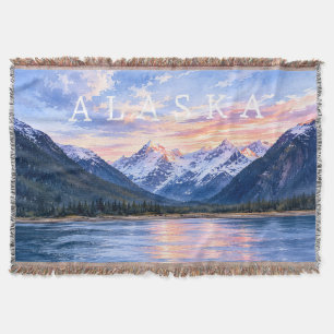 Artistic Travel Lovers Alaska Sunset Modern Nature Throw Blanket