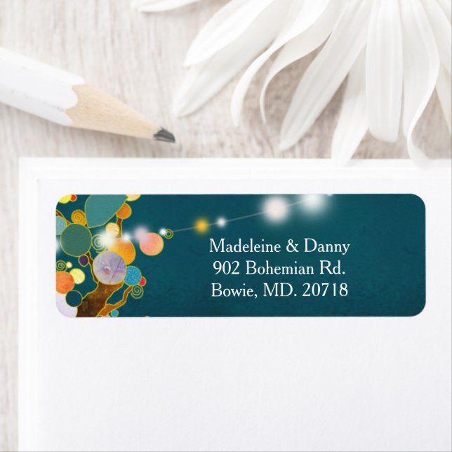 Artistic trees Teal Wedding Return Address (Insitu)