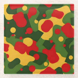 Artistic Trending Red Gold Green Glass Coaster
