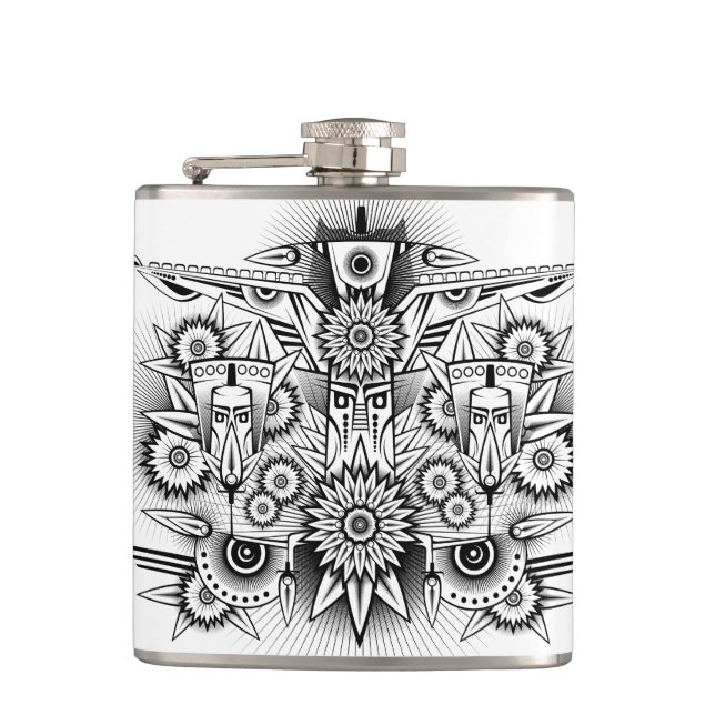 Artistic Tribal Design Hip Flask (Front)