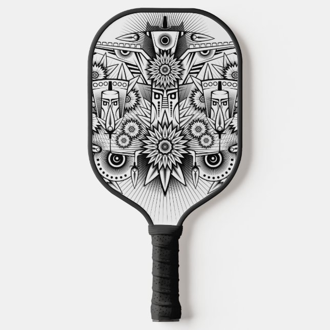 Artistic Tribal Design Pickleball Paddle (Front)